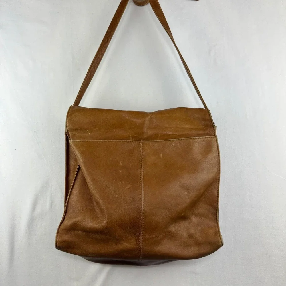 Simon Brown Leather Messenger‎ Bag Crossbody Made in Colombia Vintage Satchel
